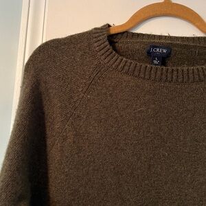 J. Crew Sz Large Lambs Wool Blend Green Crewneck Sweater VGUC